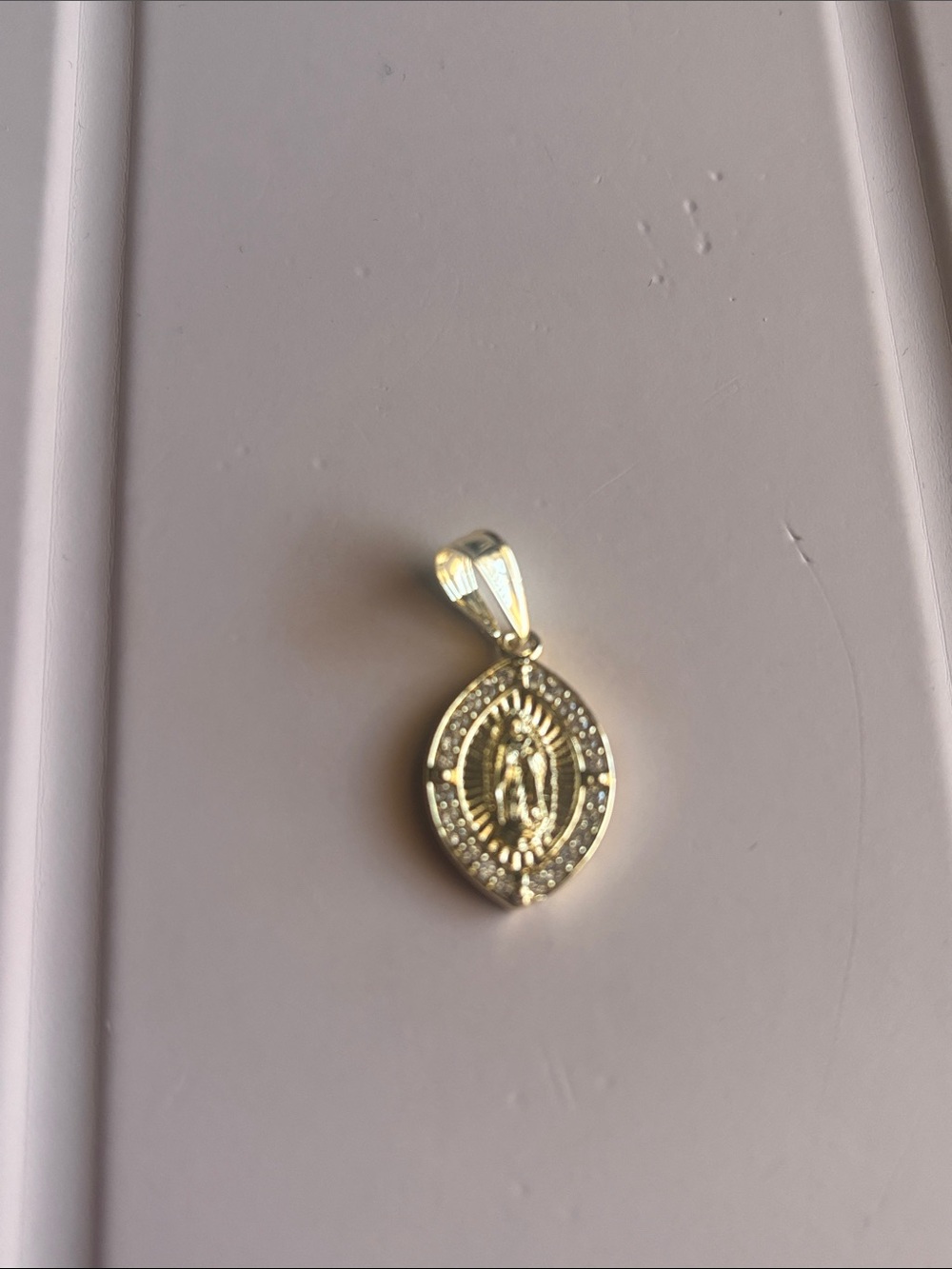 Gold Virgin Mary Medallion Pendant Necklace - Classic Religious Charm